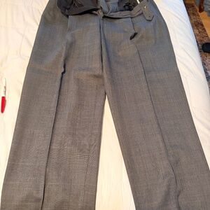 Men’s dress suit tweed dark grey cuffed pants. Jacket size 42L. Pants 34x32